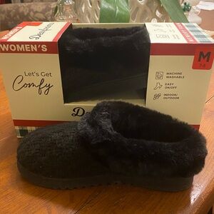 Dearfoams “Let's Get Comfy" Women's Clog Slippers Memory Foam Faux Fur M 7-8